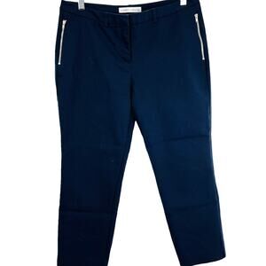 Larry Levine Navy Blue Cotton Blend Zip Pockets Cropped Ankle Pants 8P